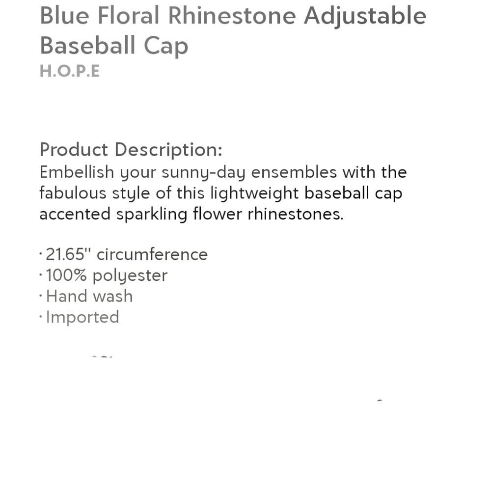 H.O.P.E. Blue Floral & Rhinestone Baseball Hat - Picture 4 of 11